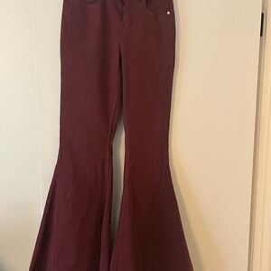 Shyanne Deep Red Flare & Wide Leg Jeans